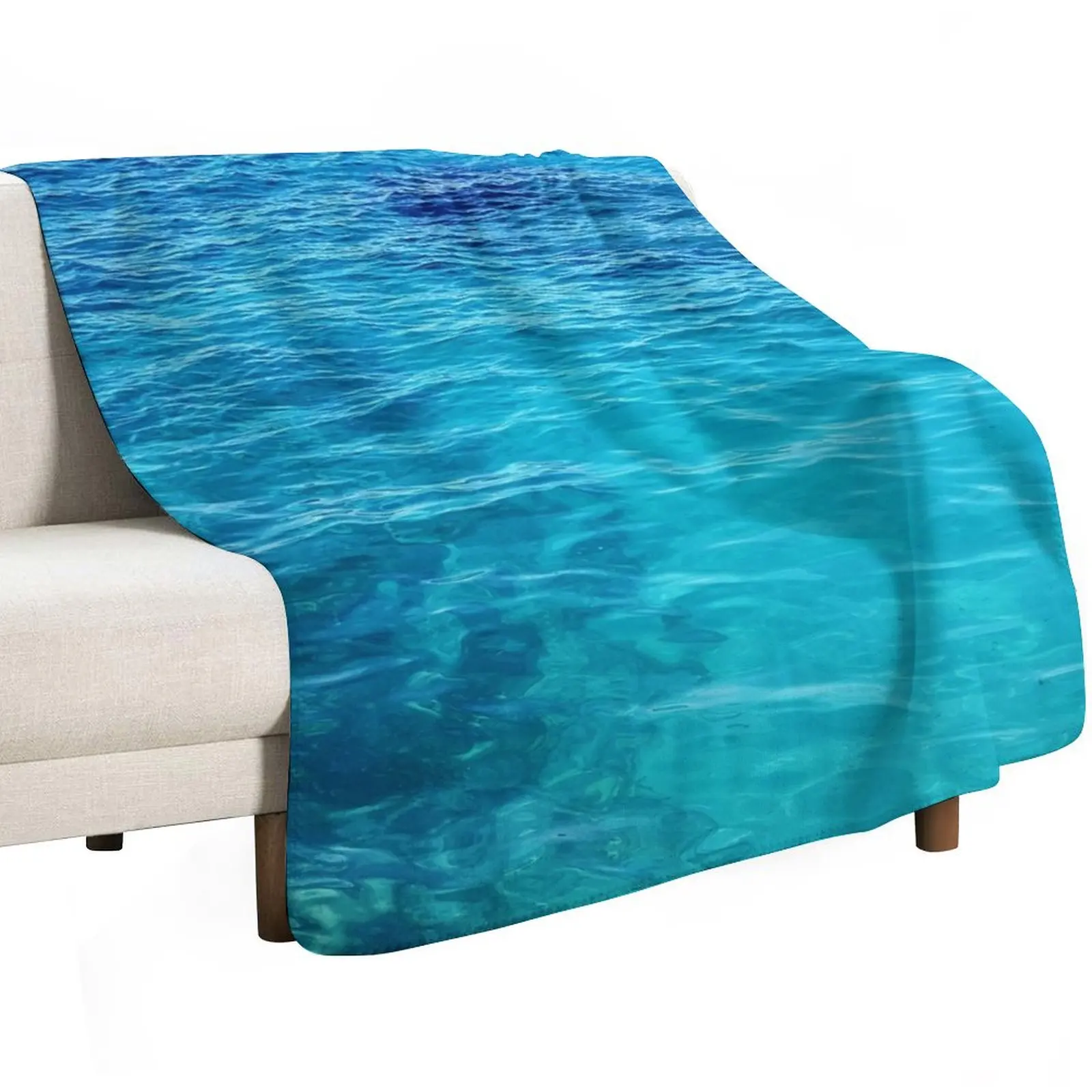 Calm Turquoise Ocean Throw Blanket Warm Napping Blanket for Office Couch Bed