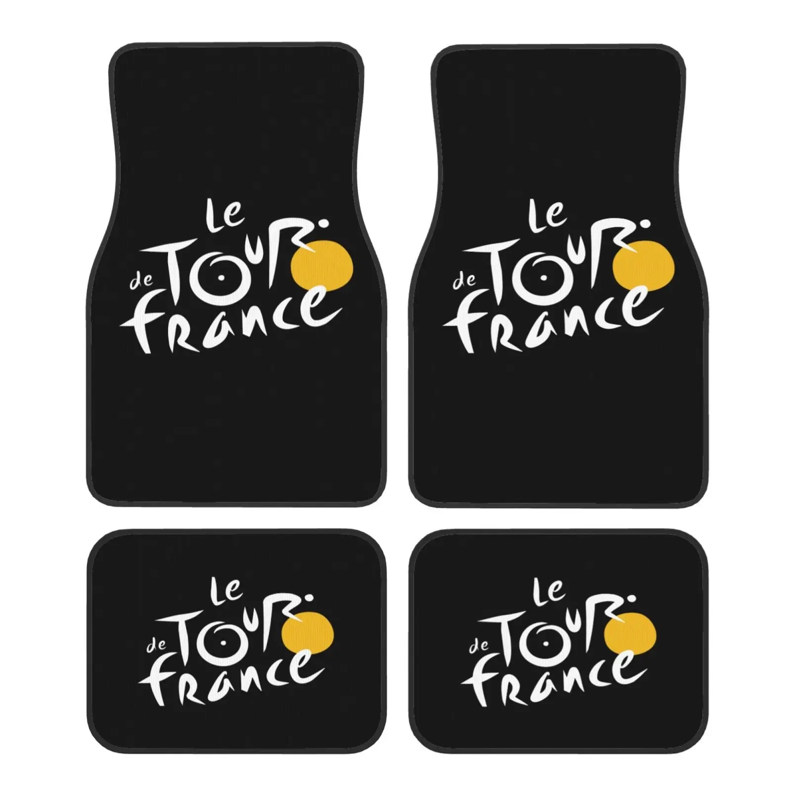 

Tour De France Flag Print Car Floor Mats Set 4 Pcs Front and Rear Foot Mats Carpet Universal Car Accessories for SUV Van Sedan