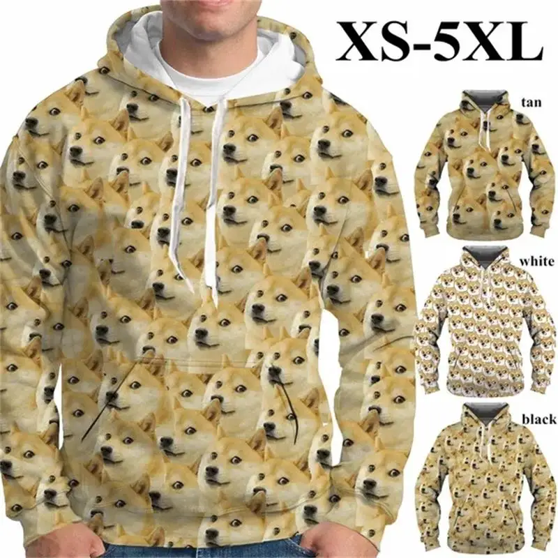 Pop 3D Doge Graphic Hoodies for Men Clothing Cute meme Shiba Inu Kabosu Hoodie Funny Kids Sweatshirt Casual Hooded Pullover Tops