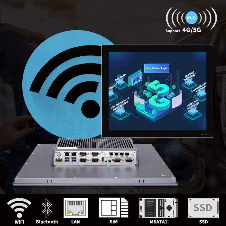 Fanless Industrial Touch Screen Computer IP65 I3 I5 I7 J1900 J6412 Industrial Control Computer