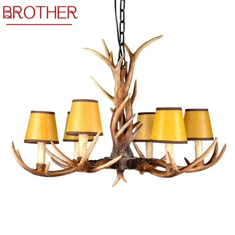 

BROTHER Nordic Antler Pendent Lamp American Retro Living Room Dining Room Villa Coffee Shop Clothing Store Decor Chandelier