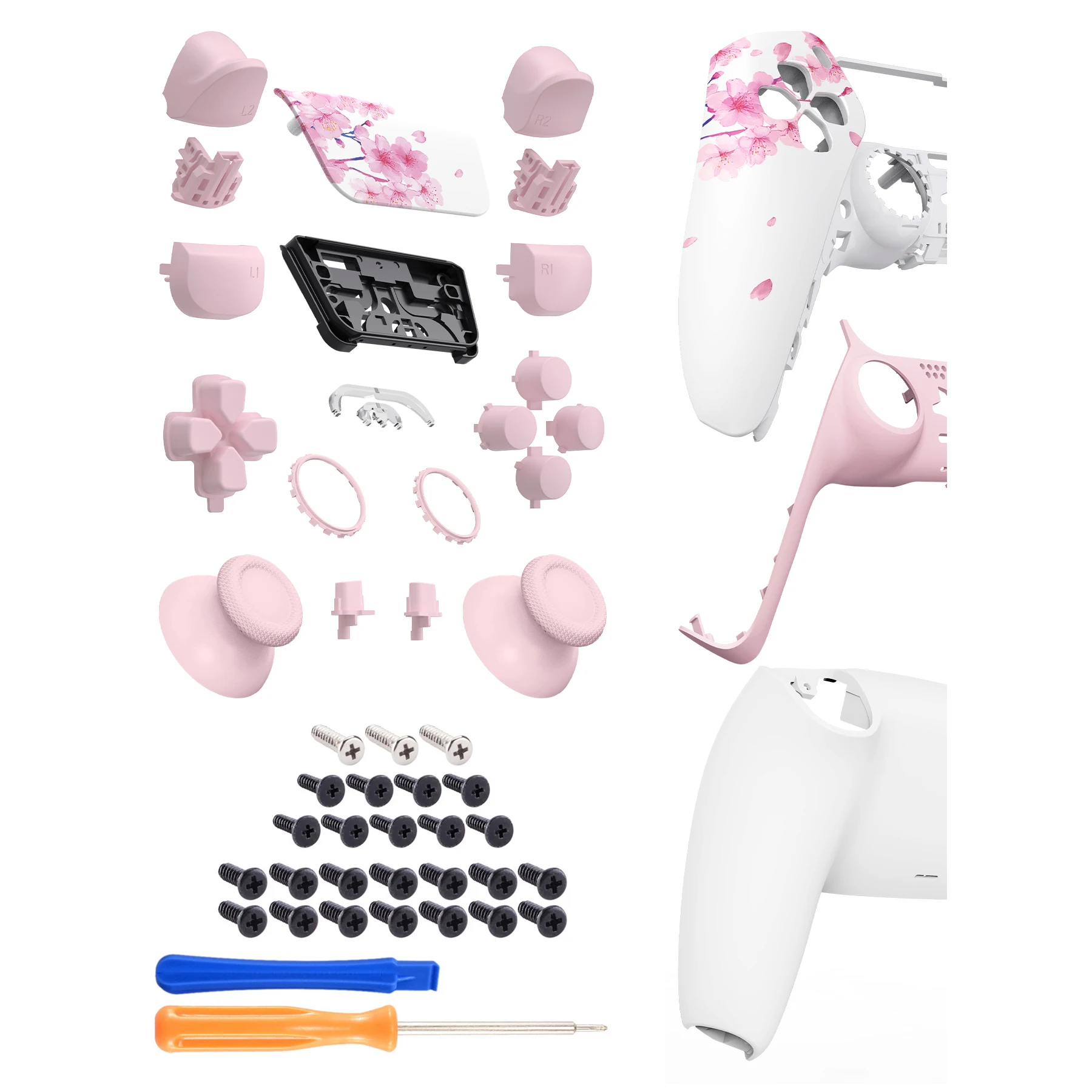 Kompletny zestaw zamiennych obudów z przyciskami do kontrolera PS5, kompatybilny z modelami BDM-010/020 lub BDM-030/040/050/060. — zdjęcie produktu 6