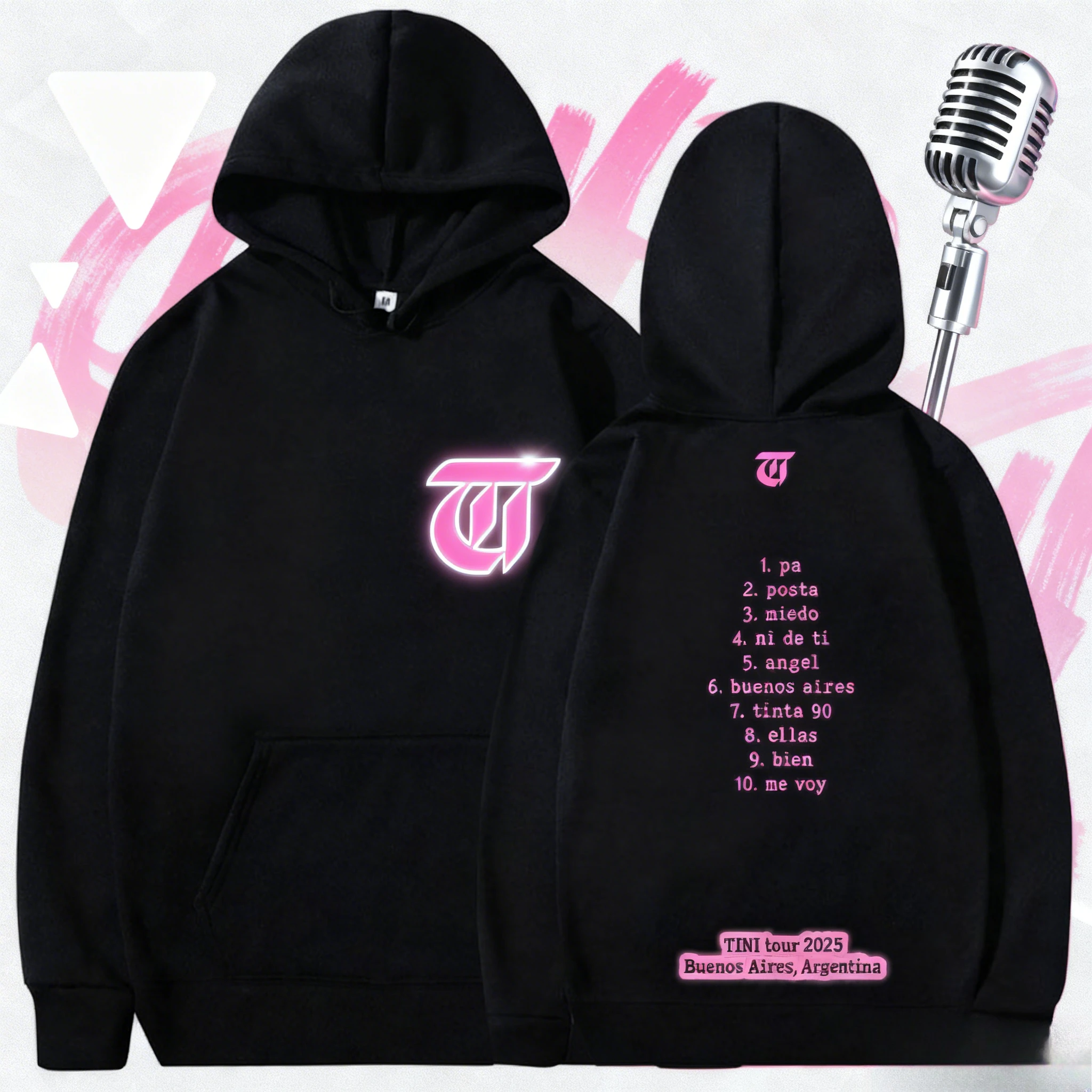 مغني الراب TINI STOESSEL FUTTURA Tour للرجال والنساء جماليات الموضة 2025-26 خريف/شتاء 100% قطن مطبوع هوديي #1