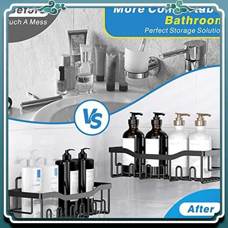 

Premium Adhesive Shower Organizer Rustproof Stainless Steel Bathroom Organizer Metal For Bathroom Storage&Home Decor&Kitchen