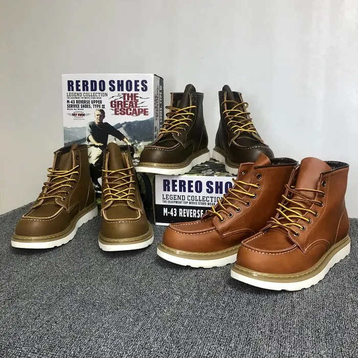 

Мужские ботинки до середины икры в американском стиле, кожаные модные ботинки Utili с круглым носком, резиновая подошва, смешанные материалы...