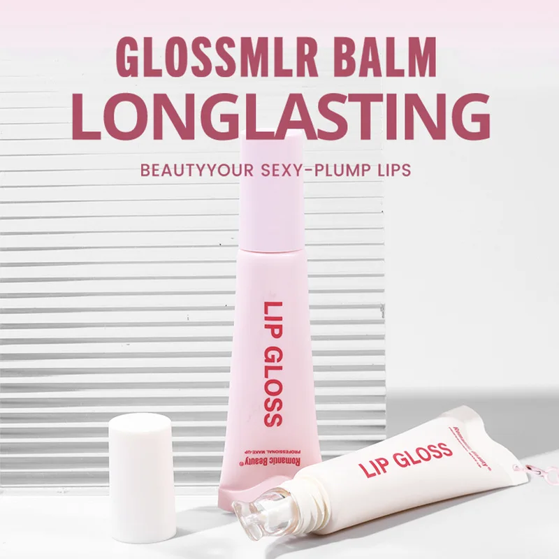 4色のティントリップグロス、ランヤード付き、保湿・潤いを与えるフォーミュラ、べたつかない輝き、毎日のリップケアと携帯に便利な美容