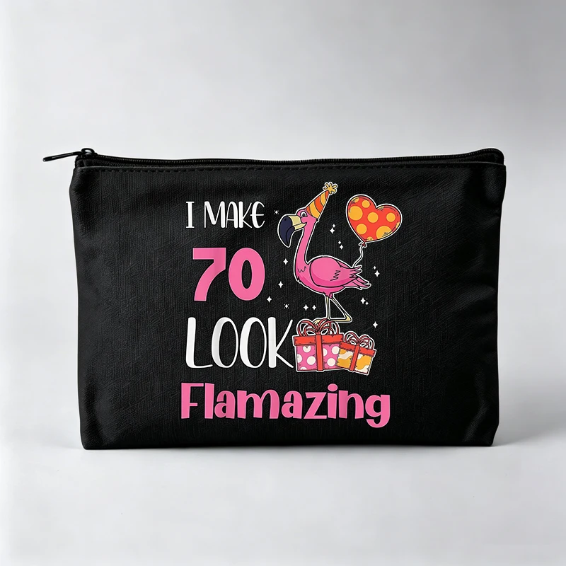 Women's Flamingo Graphic Makeup Bag with Letter Print, Casual Cosmetic Pouch for Daily Use
