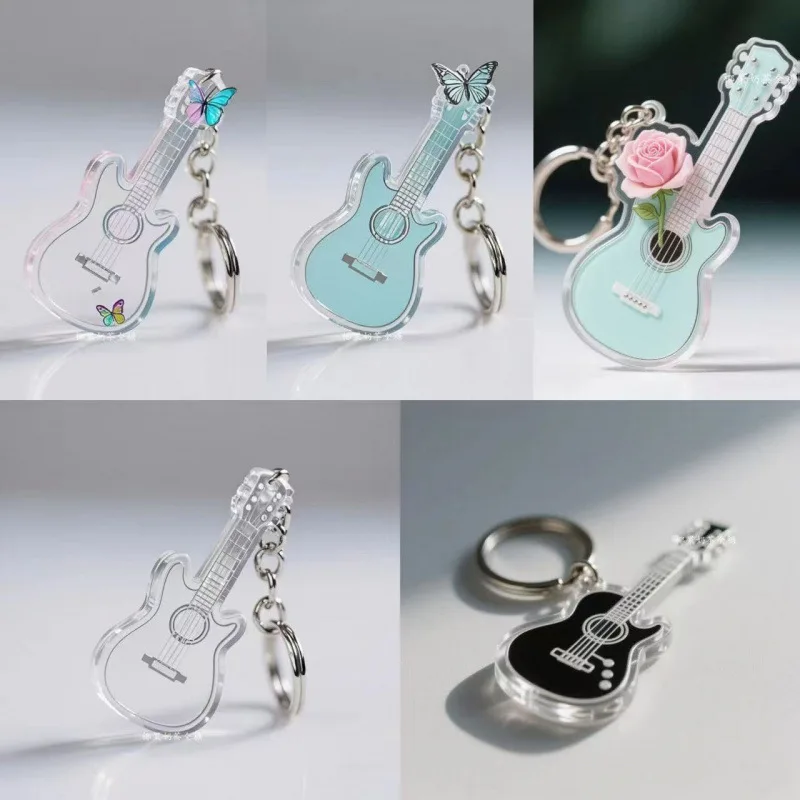 Porte-clés en acrylique 2D, instrument de musique créatif, guitare, violon, simple, pour fille, 1 pièce, nouveau