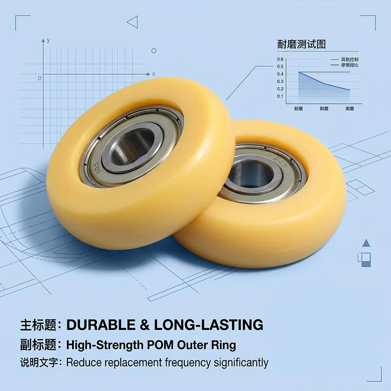 4pcs 38mm Arc Profile POM Roller Wheel 8x38x10 BSR69838-10 Rowing Machine Seat Roller 8*38*10 Plastic Ball Bearing 8*38*10