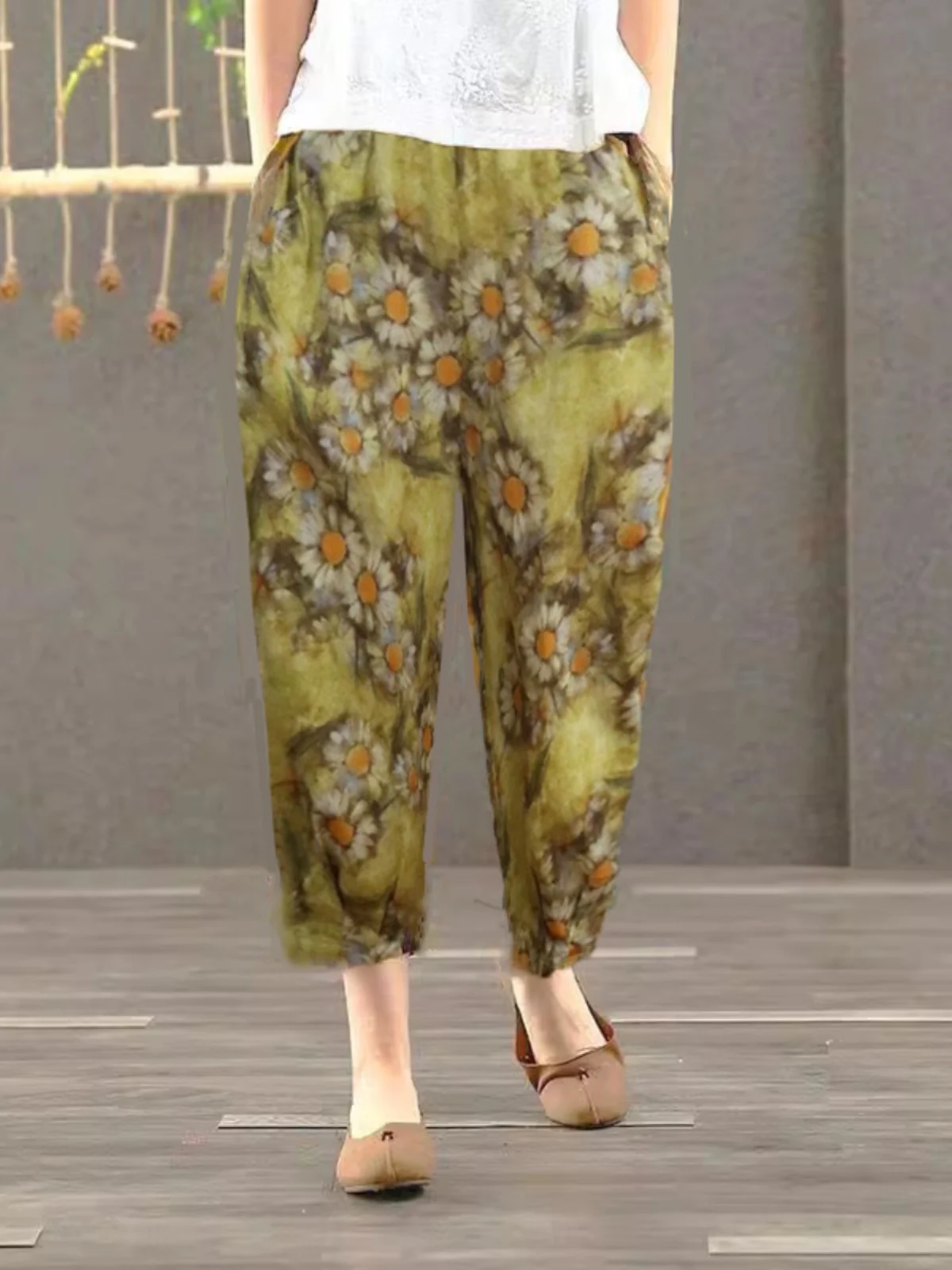 Nieuwe katoenen linnen harlanbroek zomer dunne afslankende losse casual broek plus maat hoge taille negen punten trendy broek