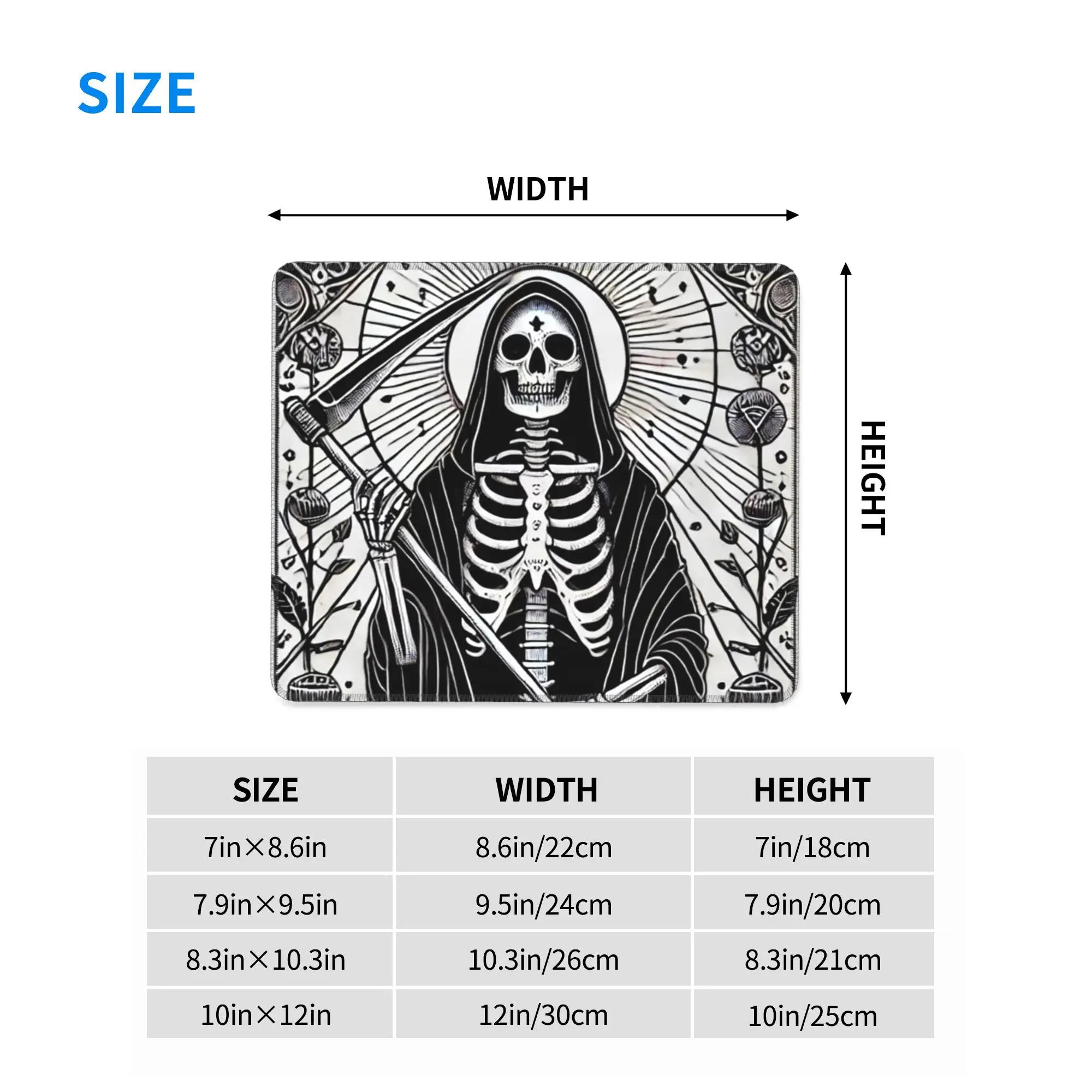 Death Tarot Card Halloween Skull Reaper Mouse Pad Computer Keyboard Mouse Mat Gaming PC Laptop Desk Mat Accessories Table Mats