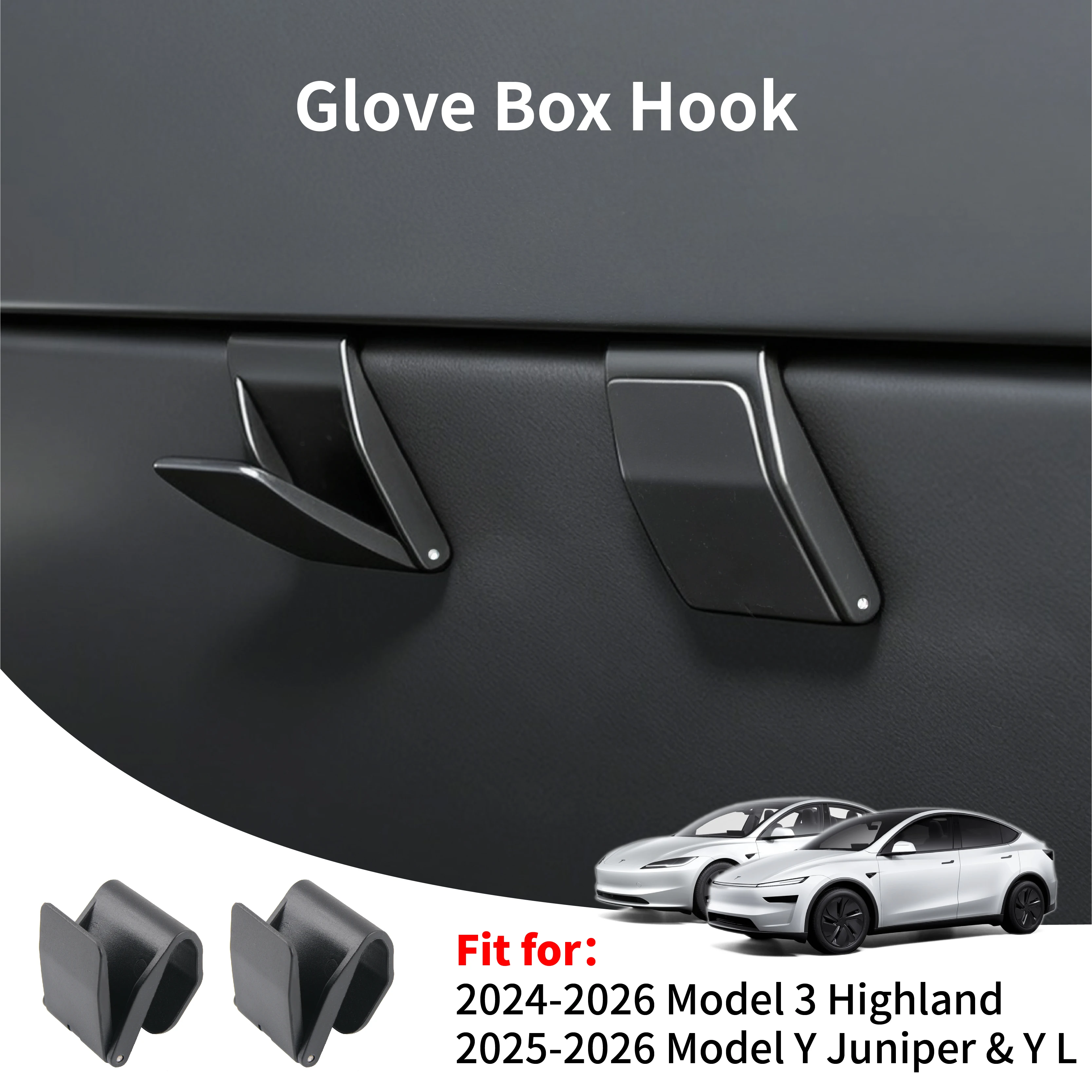 For New Tesla Model 3/Y/YL Highland Juniper 2025 2026 Glove Box Car Hooks ABS Storage Holder Glove Box Hidden Hook Clip