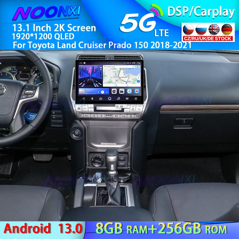 13.1 "ekran Android 13 dla Toyota Land Cruiser Prado 150 2018-2021 GPS samochód z nawigacją multimedialny odtwarzacz wideo Radio DSP Carplay