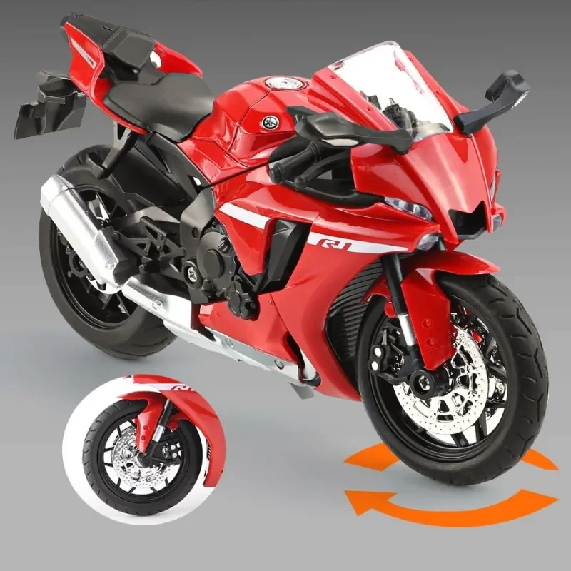 1:12 Yamaha YZF-R1 Alloy Diecast Motorcycle Model Vehicle Collection Sound and Light Off Road Autocycle Kids Toy Car Gift