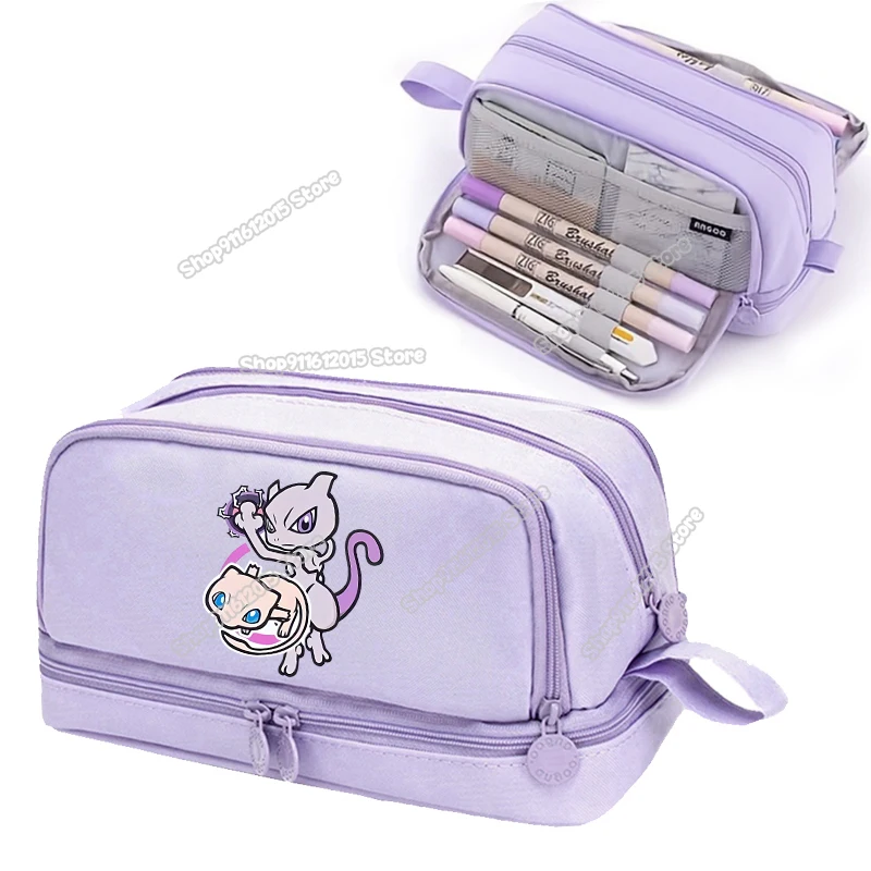 Cartoon-Pokemons Schüler-Federmäppchen Pikachu Mewtwo Eevee Stiftetasche Große Kapazität Schul-Schreibwaren-Tasche Anime Jungen Mädchen Stiftebox