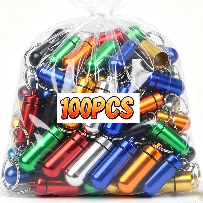 Fashion Mini Premuim Waterproof Portable Pill Case Organizer Keychain Box EarPlug Container Bottle Keyring for Medicine Holder