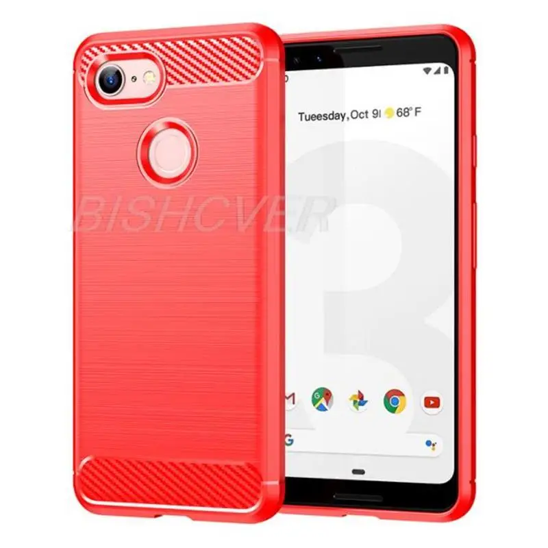 For Google Pixel 3 3A XL Brushed Carbon Fiber Silicone Phone Case For Google Pixel 3a Magnetic Ring Holder Stand Soft Cover