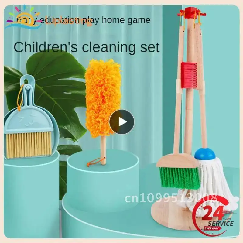 Limpieza, limpieza, escoba de limpieza, fregona, juguetes para guardería, juego de simulación, fregona de barrido, casa de juguete de madera, herramientas de escoba para niños