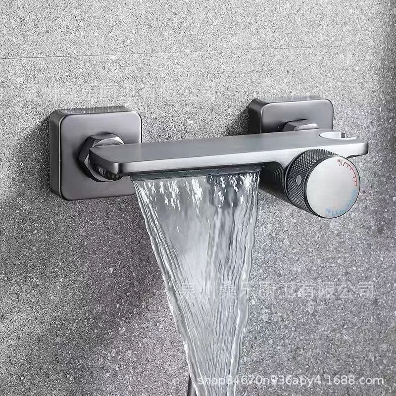 

Copper gray bathtub faucet, mixing valve, waterfall outlet faucet, dual function water outlet adjustment, soft water outlet
