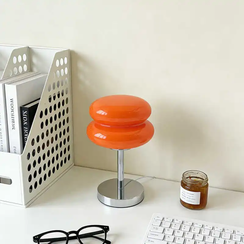 

Luxury Mid-Century Vintage Bauhaus Table Lamp - Orange Artistic Ambient Lamp, Bedroom Bedside Night Light, Ideal Eye-Caring Gift