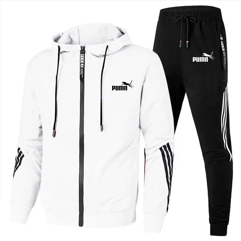 2023 Casual Sportkleding Voor Heren Hoodie En Broek Tweedelige Sweatshirt Met Rits En Capuchon Joggingbroek Herenpak Zuil