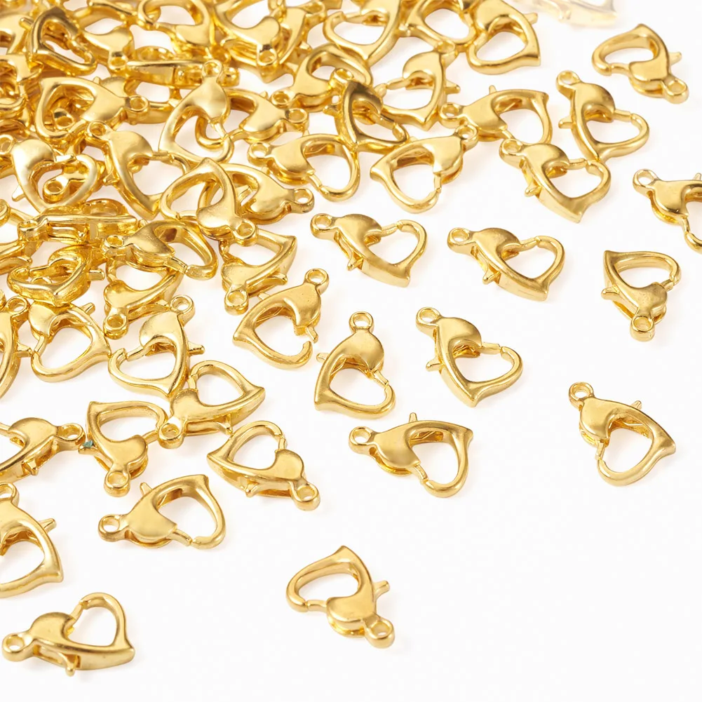 

100Pcs Alloy Lobster Claw Clasps Heart Connector Carabiner Jewelry Findings For Necklace Bracelet Chain DIY Accessories 12x8x3mm