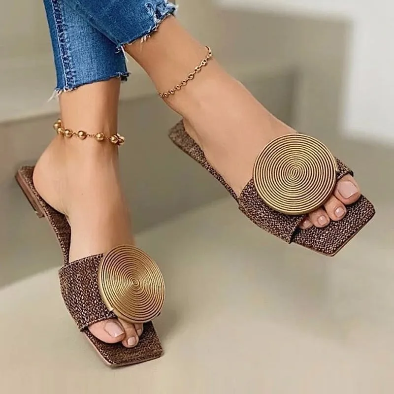 Sommer Square Toe einfache einfarbige Damen Hausschuhe 2024 heiß verkaufte elegante flache hochwertige modische Damenschuhe Wohnungen