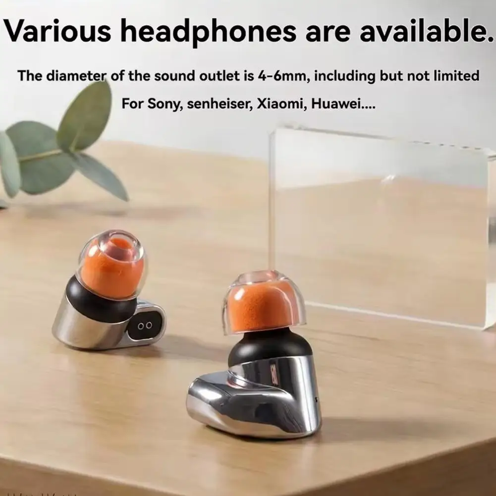 Liquid Silicone Sponge Ear Tips For Sony WF-1000XM6/5/4/3/2 Headphones Earbuds Noise-Canceling Orange Sponge Earplug Accessories