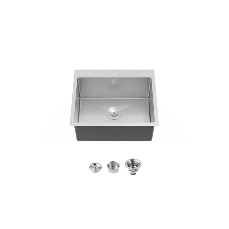 

Кухонная мойка с одной чашей размером 23 x 19 дюймов темно-серого цвета, ручная работа со стандартным сливом США и крючком, не недельная доставка