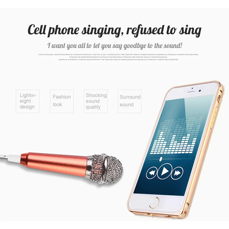 Universal Mini Microphone with Stereo Mic for Mobile Phone Singing