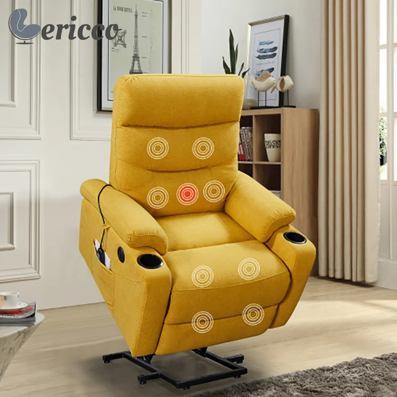 

GERICCO 3-Position Power Lift Recliner Chair for Elderly with Massage and Heat 2 Side Pockets and Cup Holders USB Ports