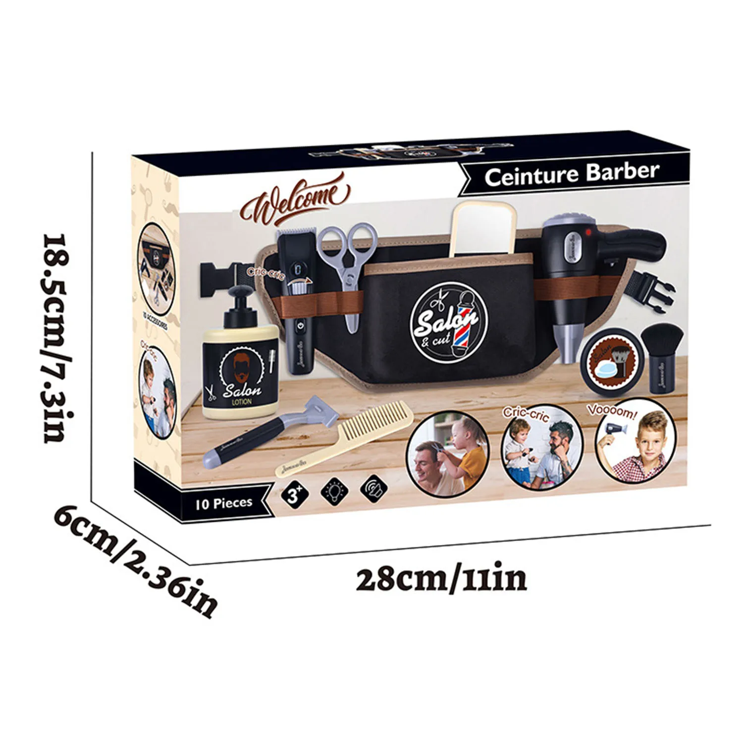 Fun Simulation Role Playing Barber Pretend Play Hair Dryer Storage Waist Bag Set Boys' Puzzle Birthday Christmas Toy Gift