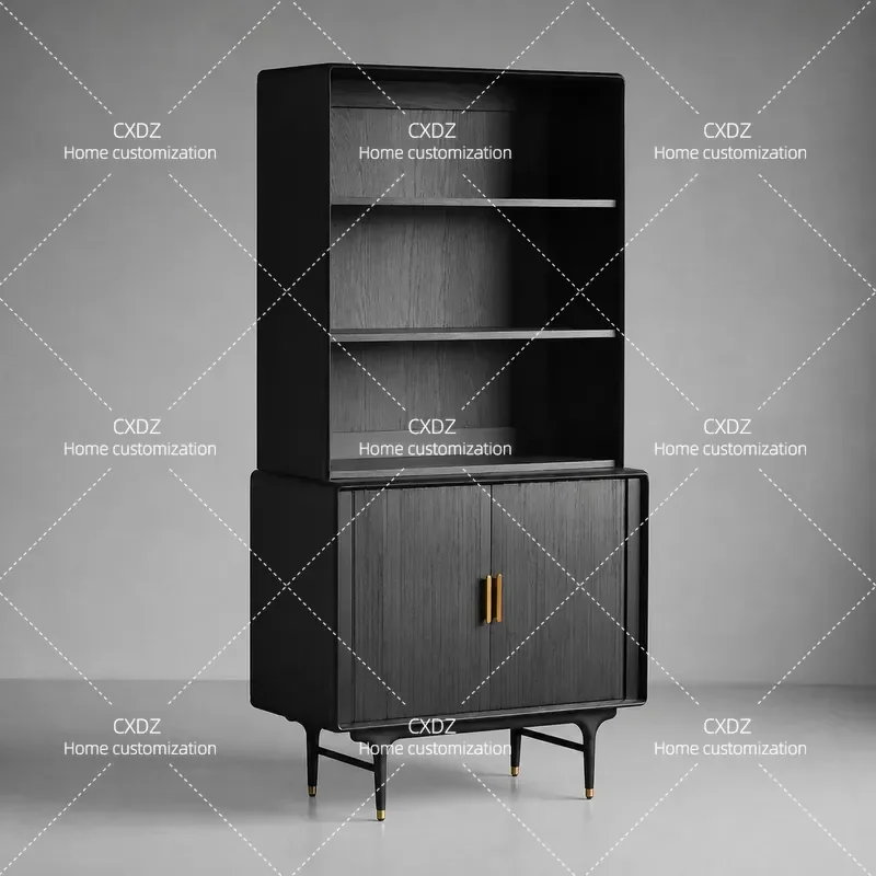 American rural solid wood bookcase French retro old solid wood carving flower oak locker Jane European solid wood display