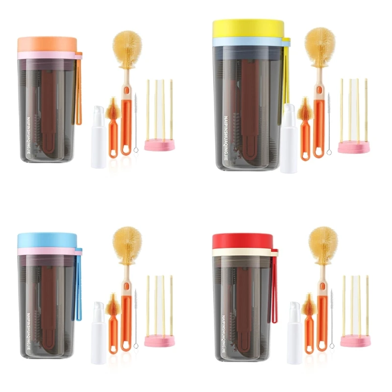 F62D Baby Bottle Scrubbing Set Essential Baby Bottle Cleansing Brushes for Travel image 4