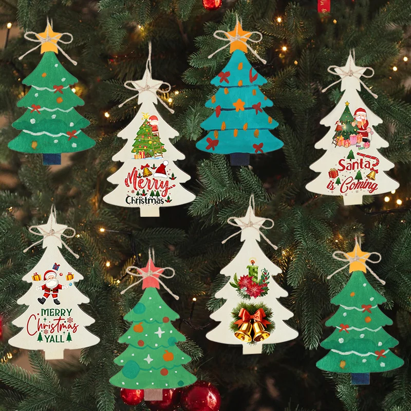 

Merry Christmas Wooden Round Baubles Tags Christmas Balls Decoration DIY Art Crafts Xmas Tree Hanging Ornaments Christmas New Ye