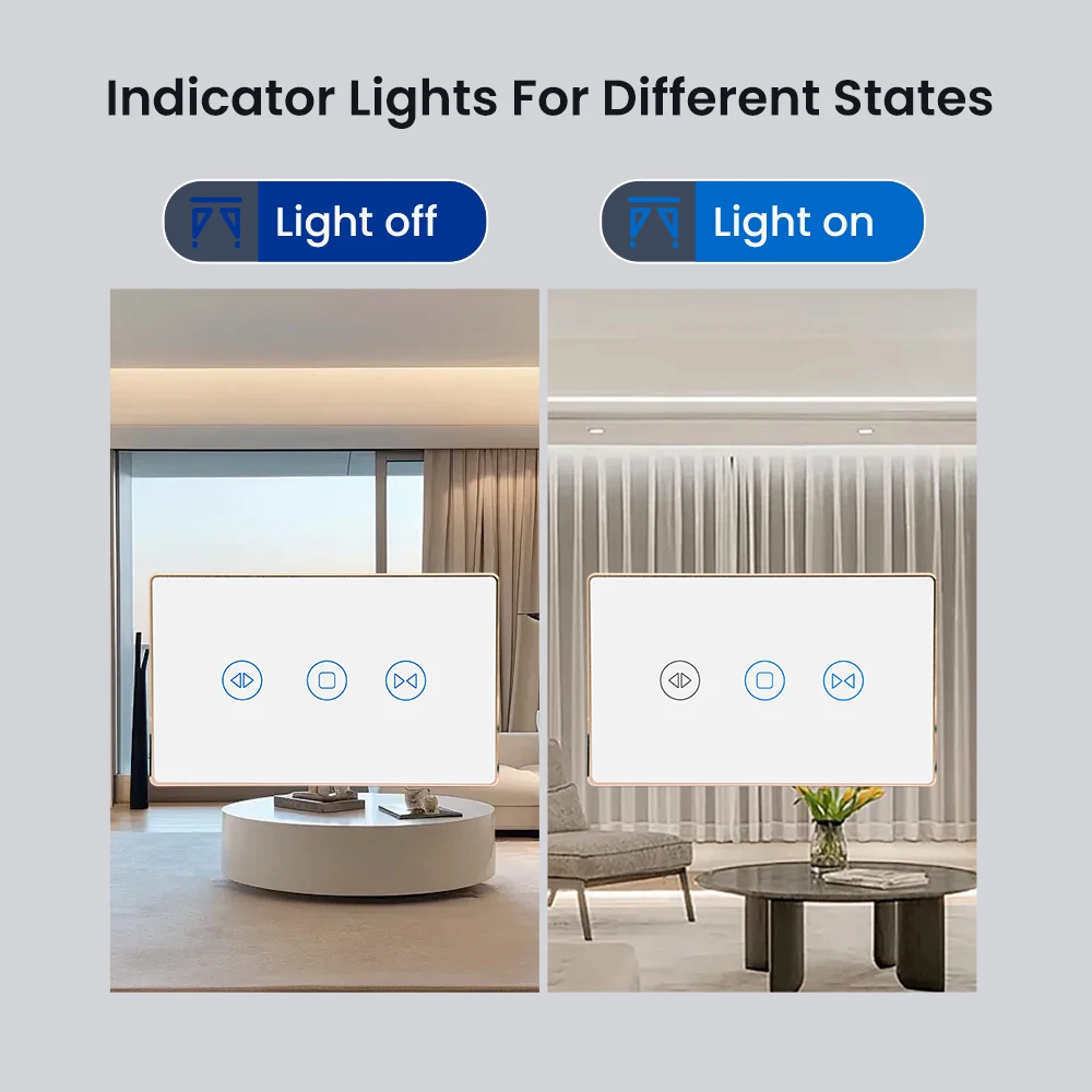 LOUYSGEN Zigbee Curtains Blinds Switch Gold Aluminum Frame Roller Shutters Motor Switch Backlight Style Google Home Alexa Tuya