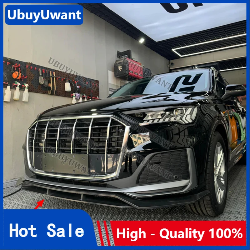 

ABS 4Pcs Car Front Lip For 2020-24 Auai Q7 S-Line Front Bumper Lip Custom Parts Front Chin Spoiler Splitter Protector Body Kits