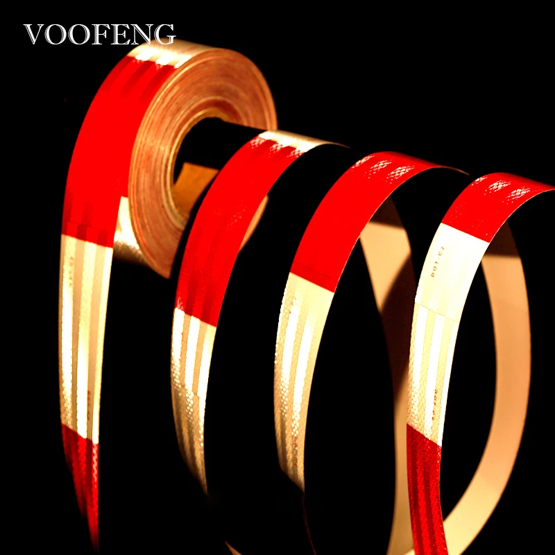 Voofeng เทปสะท้อนแสงทรงปริซึมสีแดงมองเห็นได้ชัดเจนเทปเตือน DOT-C2สำหรับ RS-1400N3รถบรรทุกรถพ่วง