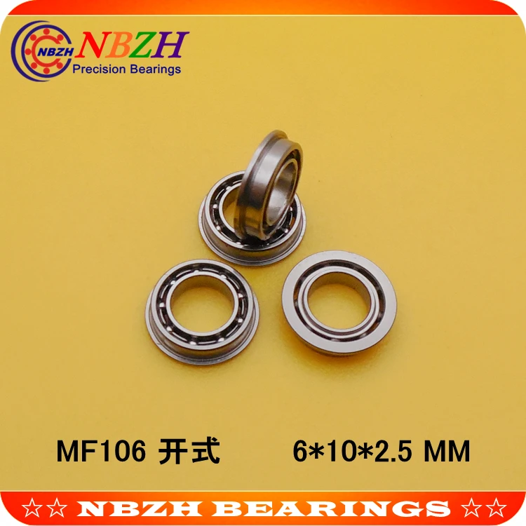 Free Shipping NBZH Wholesale Boutique Flange Ball Bearings MF106K / LF1060 MF106 OPEN Size 6*10*11.2*2.5*0.6 Mm