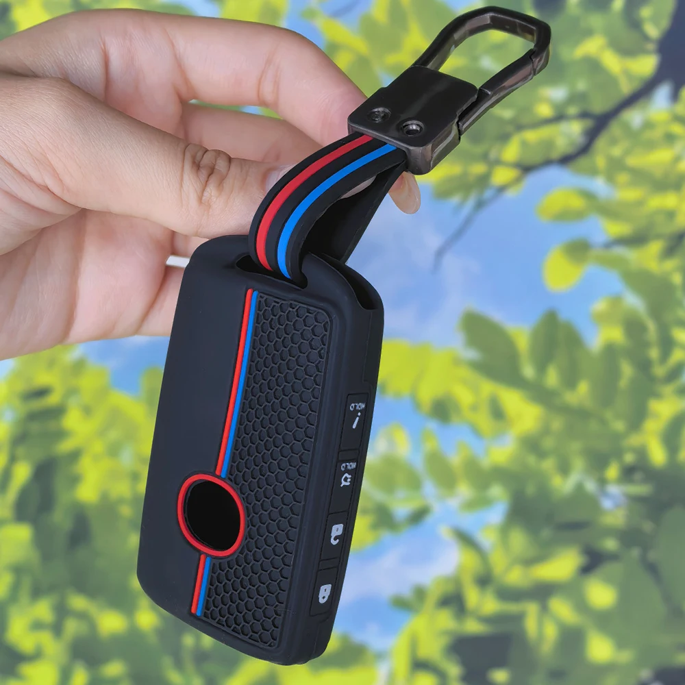 Silicone Honeycomb Texture Remote Key Shell with Keychain for Mazda 2 3 6 CX30 CX90 CX3 CX60 CX50 CX-5 CX-8 MX-5 ND2