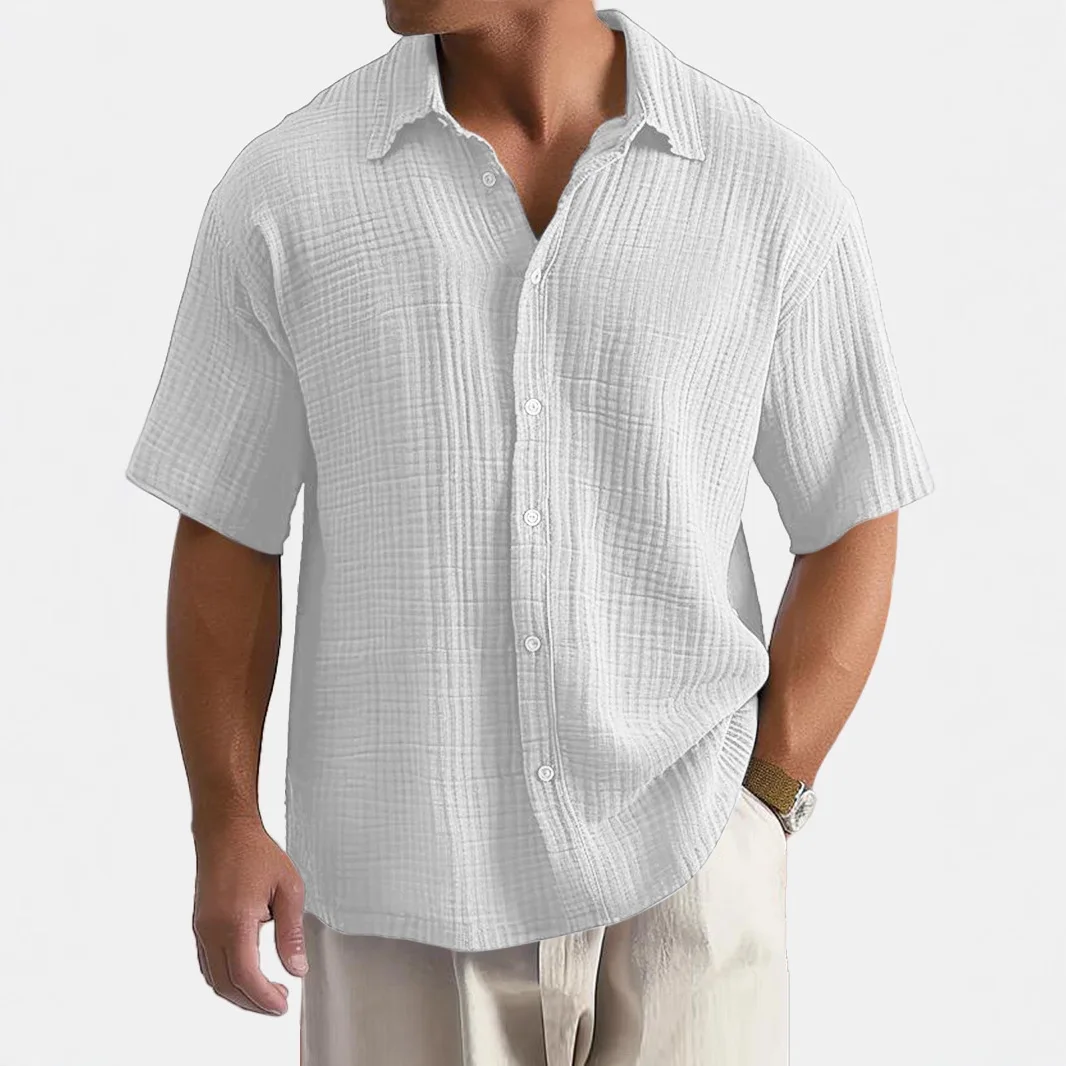 

2026 Hot Selling Men's Lapel Fashion Casual Fashion Versatile Short Sleeve Shirt Men's Clothing