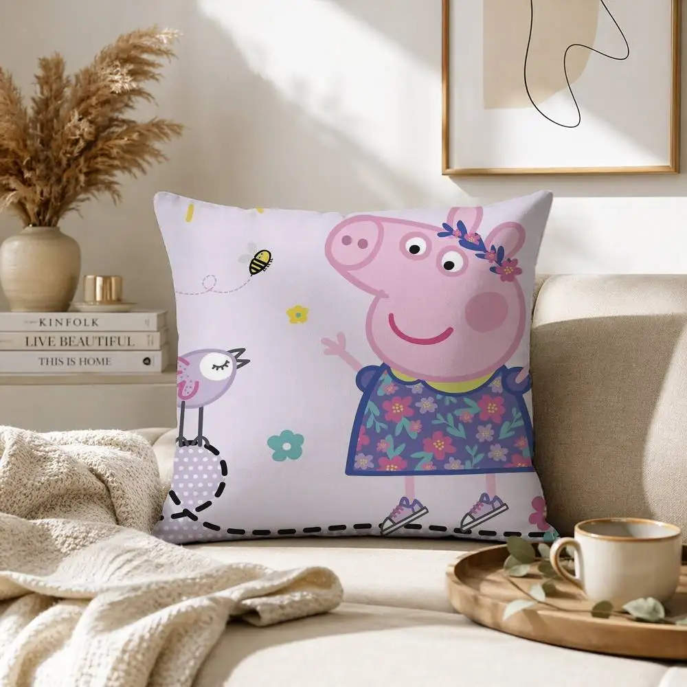 Cartoon Pink Peppa Pig Pillow Case for Sofa Living Room Home office Decor Protective Cover