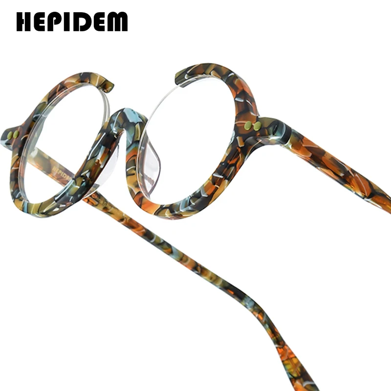 

HEPIDEM Acetate Glasses Men Brand Designer Round Women Nerd Eyeglasses Frame Japanese Handmade Spectacles Vintage Eyewear 9191