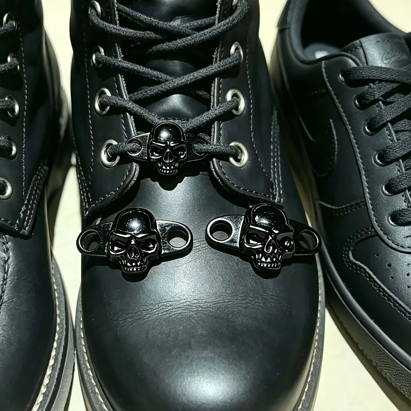 Metal Skull Shoe Clips Pair, Punk Style Shoelace Charms, Vintage Work Boot Ornament, Non-Battery Shoe Additions