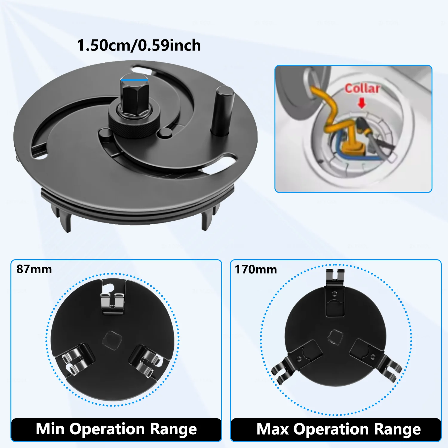 100-170mm adjustable fuel pump cover wrench three-jaw removal tool universal fuel pump cover fuel tank cap removal tool - view 4