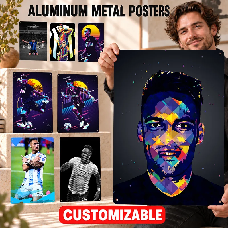 Lautaro Martínez Textured Metal Posters Champion Legacy Design Studio Wall Art Personalized Aluminum Sign Gift For Sports Fans