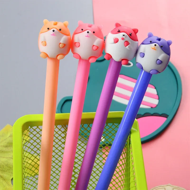 12Pcs cartoon cute hamster pet student gender-neutral pen, creative learning stationery prize gift