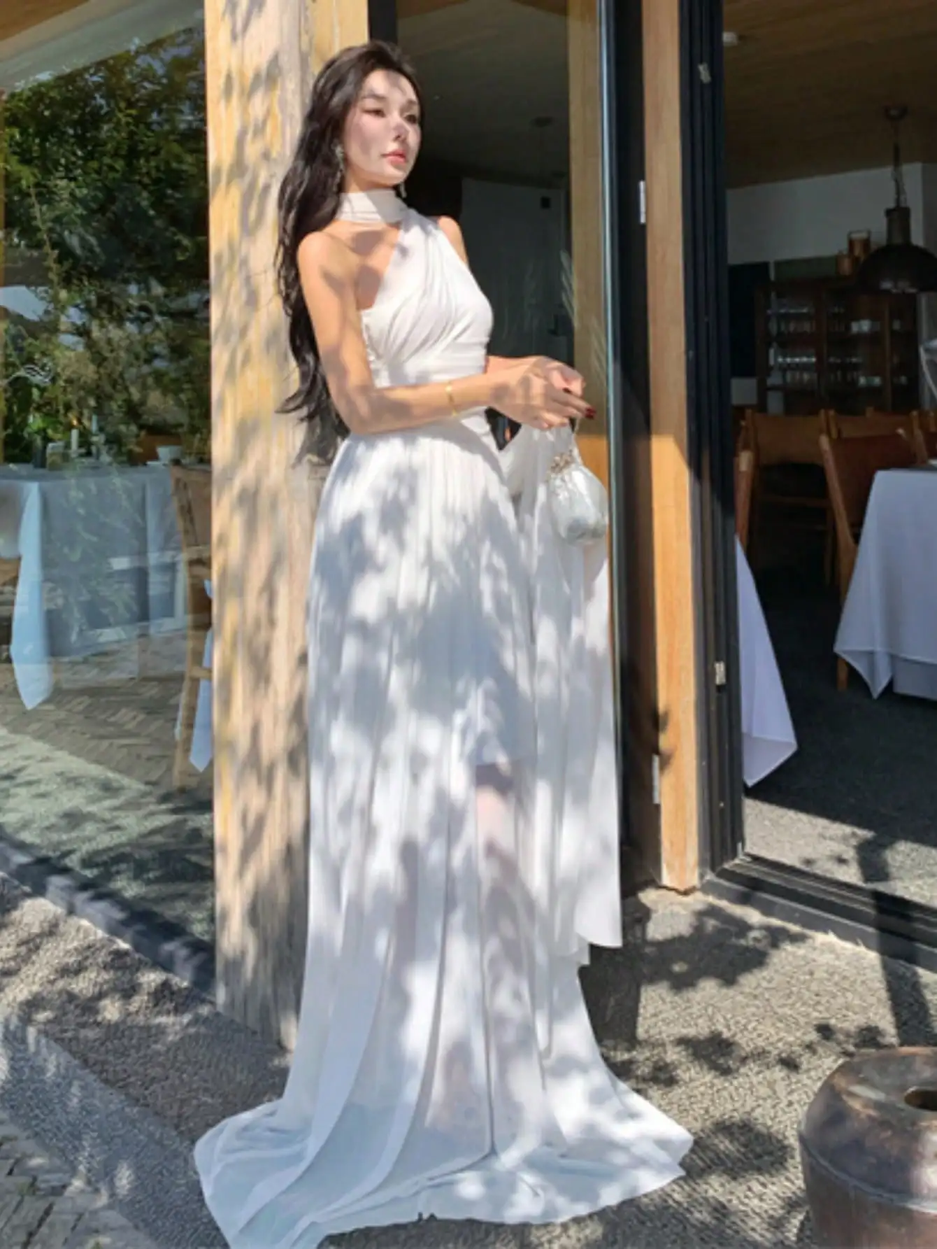 

Women Fairycore One-shoulder Asymmetric Maxi Dresses Wedding Guest Evening Prom Party Elegant White Dress Vacation Beach Outfits