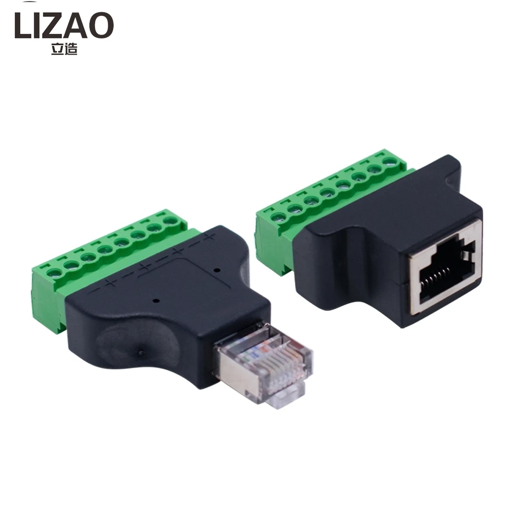 

RJ45 к винтовой клемм Блок 8p разъем Ethernet RJ45 «папа» «мама» на 8-контактный винтовой разъем сетевой адаптерный кабель для видеонаблюдения DVR