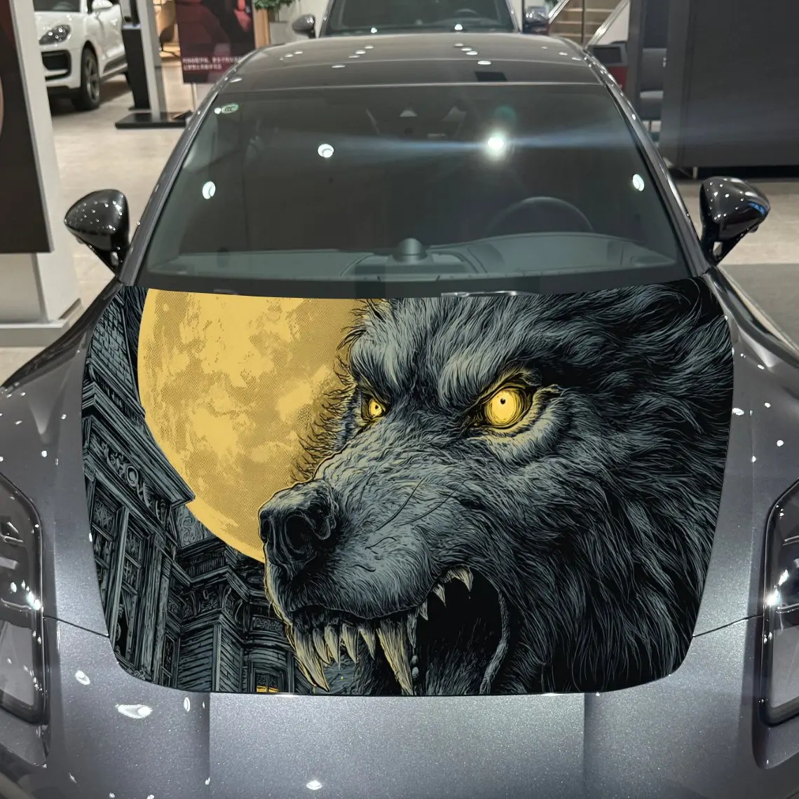 

Golden Moon Werewolf Car Hood Vinyl Stickers Car Surface Protection Decal Car Decoration Cover Vinyl Wraps Waterproof Self-adhes